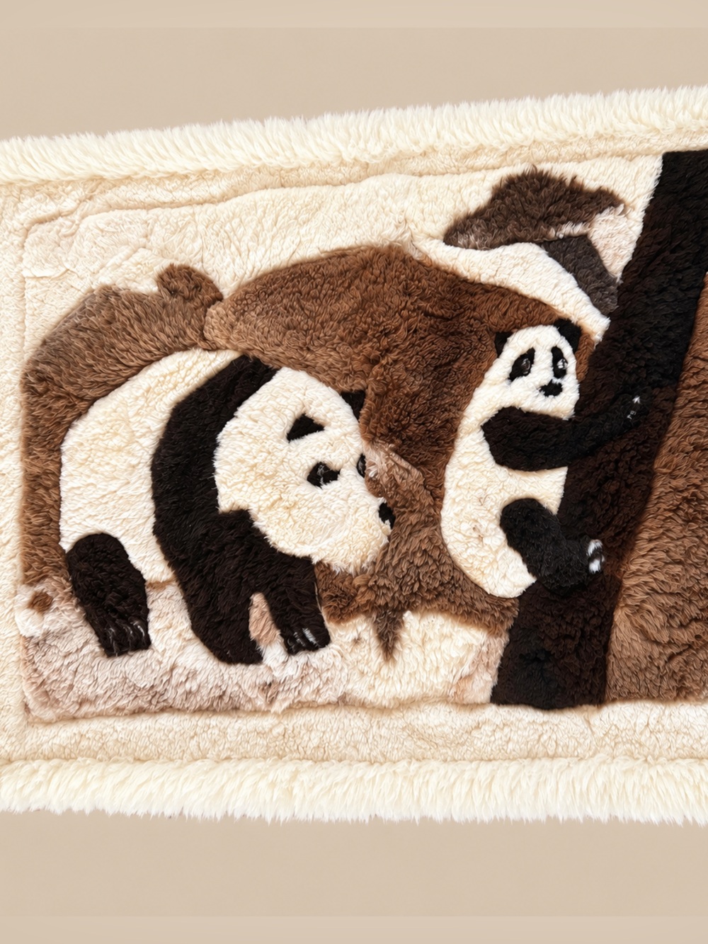 Vintage Sheepskin Panda Design Rug